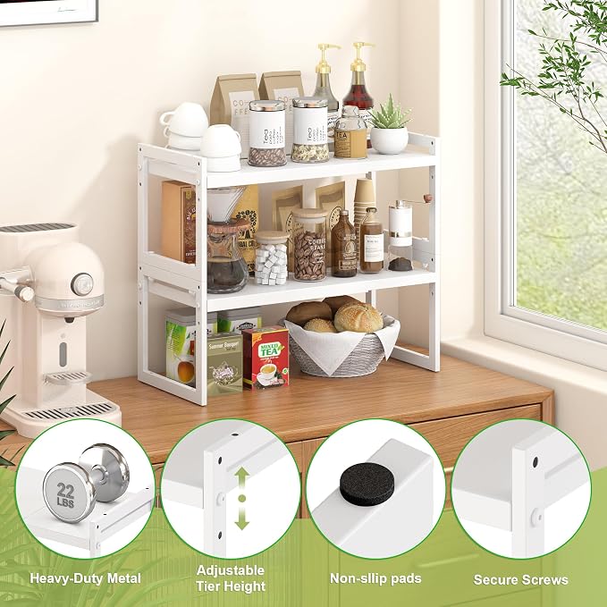 DOLALIKE Expandable Kitchen Countertop Organizer, Stackable Cabinet Shelf - Image 4