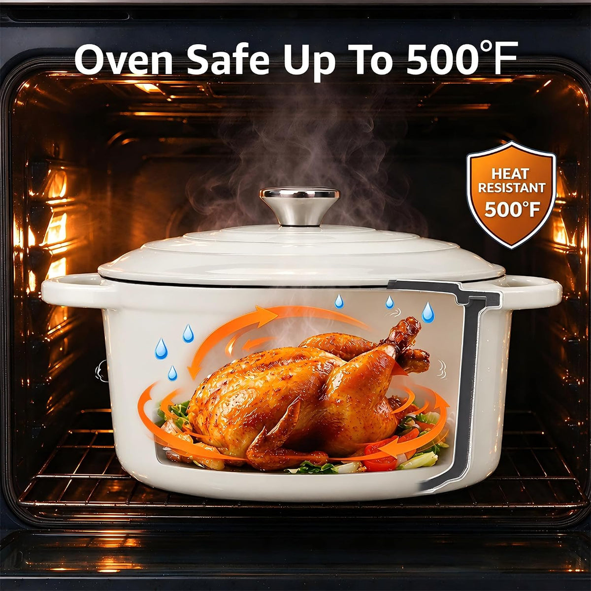 5QT Enameled Cast Iron Dutch Oven for Bread Baking with Lid and