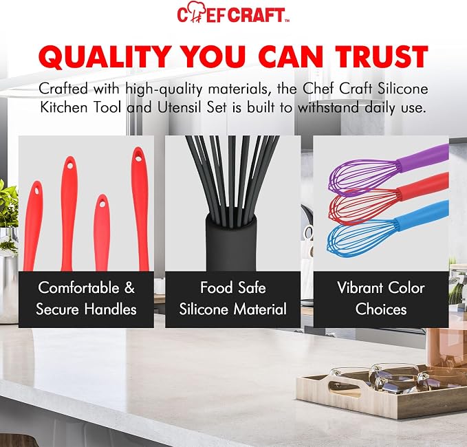 Chef Craft Premium Silicone Wire Cooking Whisk, 10.5 inch - Image 6