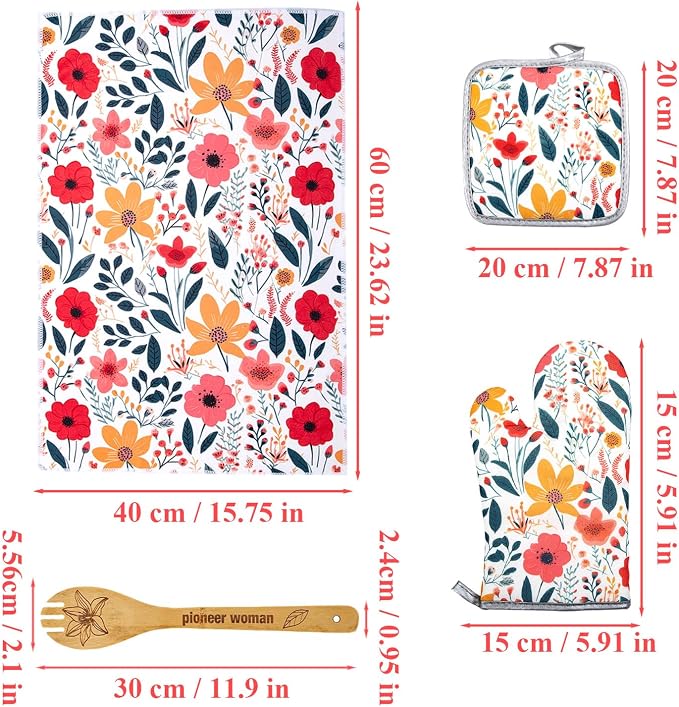 13 Pcs Kitchen Stuff Accessories Include 5 Cute Wooden Spoons & 2 Kitchen Oven - Image 2