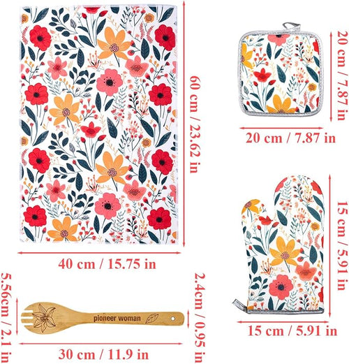 13 Pcs Kitchen Stuff Accessories Include 5 Cute Wooden Spoons & 2 Kitchen Oven - Image 2