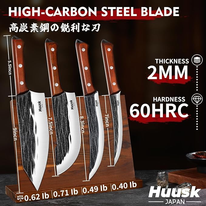 Huusk Butcher Knife Set, Sharp Meat Carving Breaking Knives - Image 7