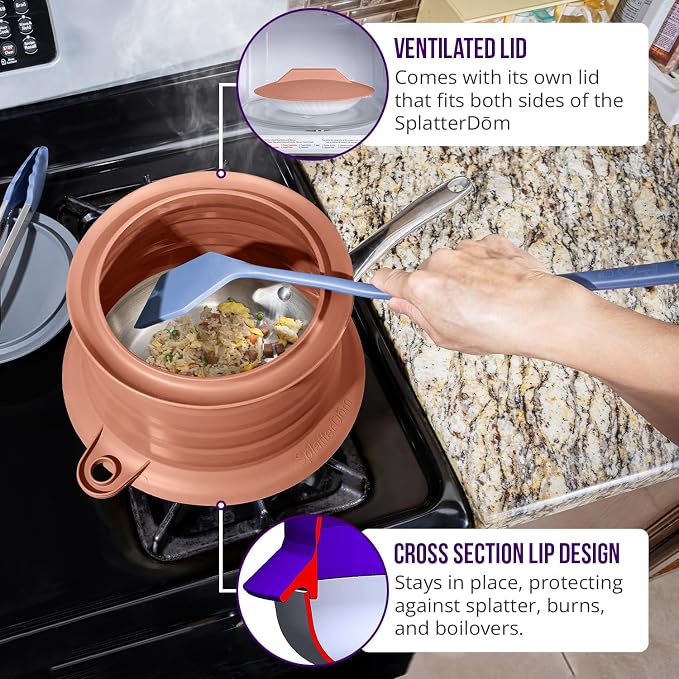 L.I.Q Silicone Splatter Guard – Fits 8 and 10 Inch Pots – Microwave Safe and - Image 5