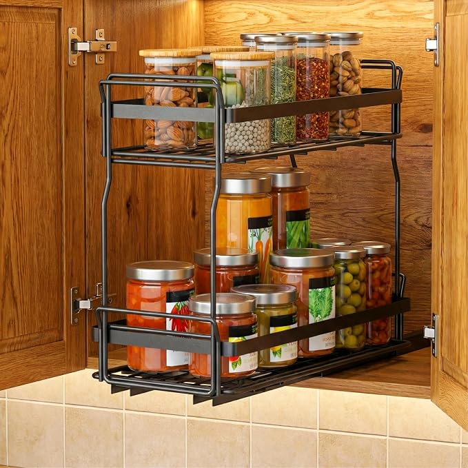 Pull Out Spice Rack Organizer for Inside Kitchen Cabinets, Heavy Duty Slide Out by WOAHKIT