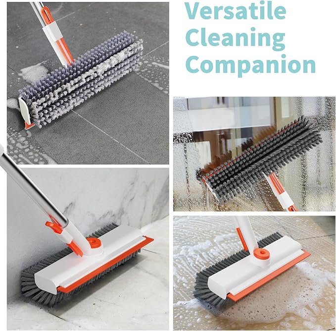 AIR U+ Floor Scrub Brush with Long Handle, 3 in 1 Scrape and Heavy-Duty Stiff - Image 4
