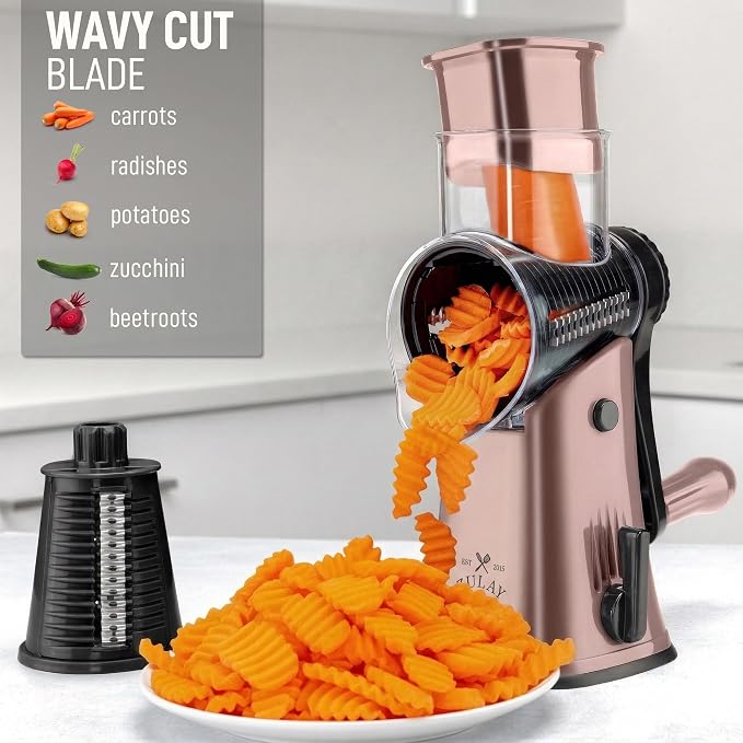Zulay Kitchen Rotary Cheese Grater 5 Blade Cheese Shredder - Image 4