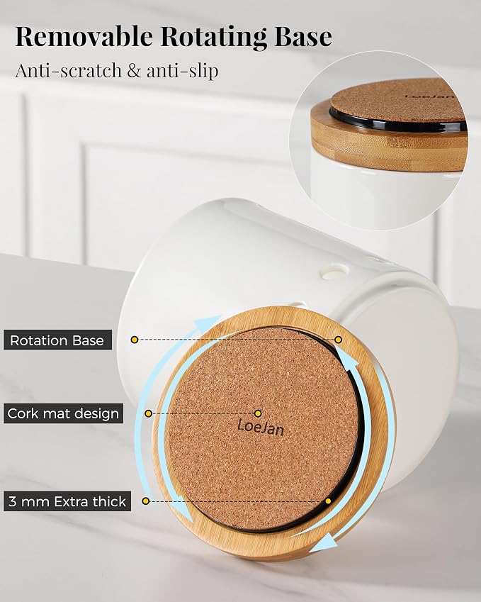 LoeJan 7.3“ 360° Rotating Ceramic Utensil Holder - Image 4