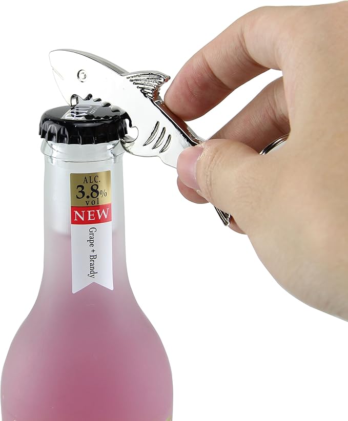 SWATOM Shark Keychain Bottle Opener 2PCS Beer Opener Tool Key Tag Chain Ring - Image 3