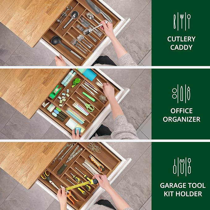 ROYAL CRAFT WOOD Luxury Bamboo Kitchen Drawer Organizer - Image 8