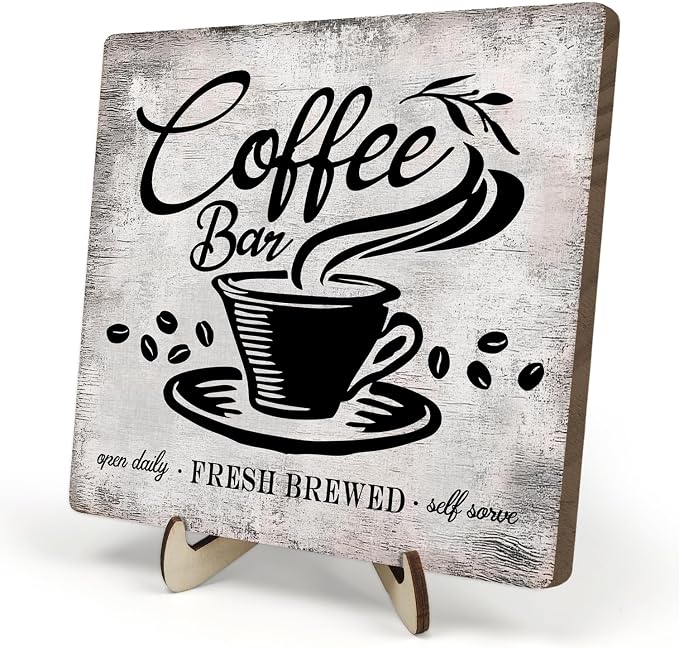 Vintage Coffee Bar Sign Plaque for Coffee Station, Funny Jave Desk Decor for by DMADNF