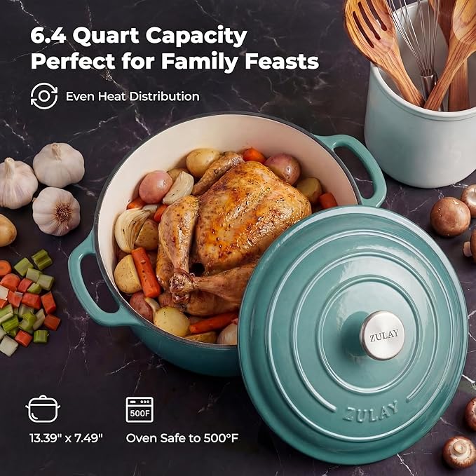 Zulay Kitchen 6 Quart Enameled Cast Iron Dutch Oven Pot - Image 6
