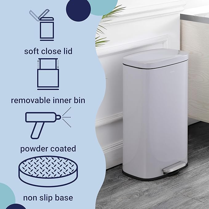 happimess HPM1011D Curtis 8-Gallon Step-Open Trash Can, Fingerprint Resistant - Image 3
