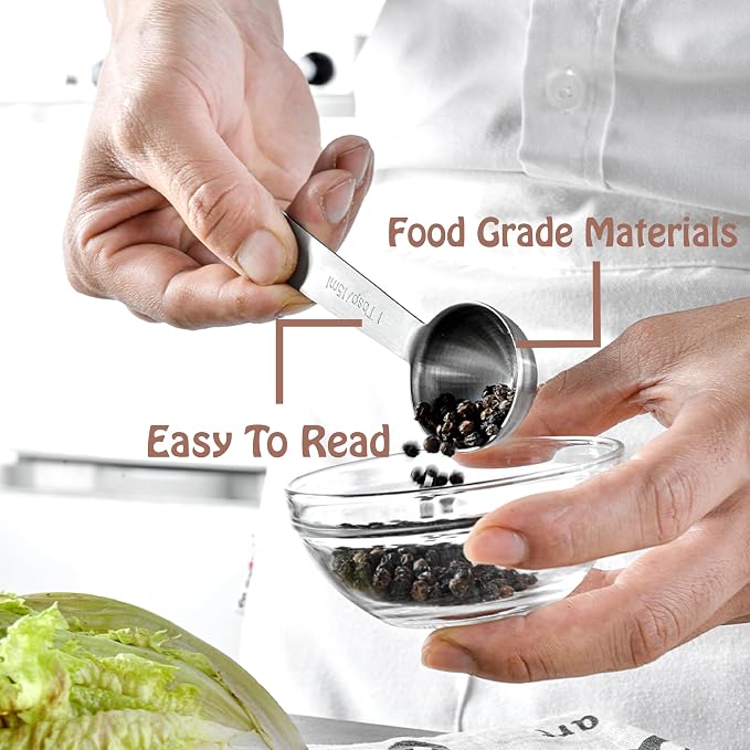 Stainless Steel Measuring Spoons Set, 7 Pieces Kitchen Measuring Sets Gadgets - Image 3