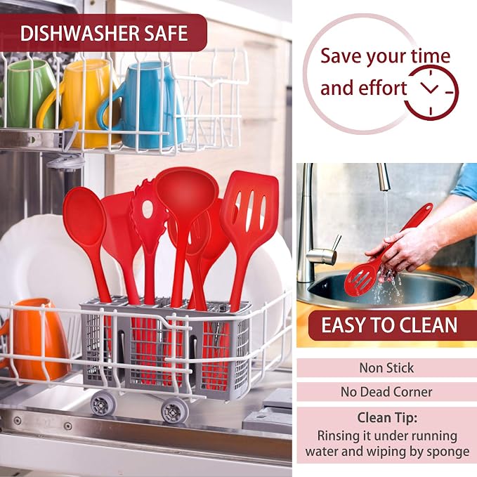 P&P CHEF Silicone Cooking Utensils Set of 7, Heat-proof Kitchen Utensils Set - Image 7