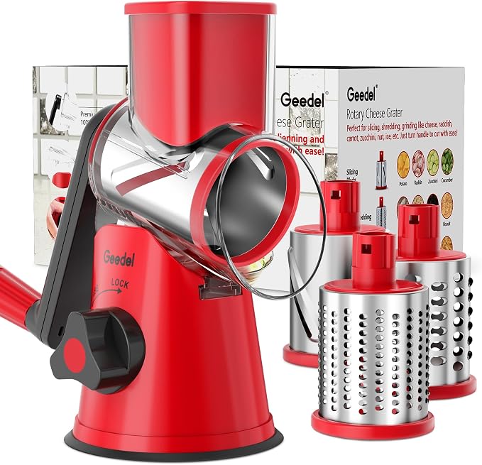 Geedel Rotary Cheese Grater, Kitchen Mandoline Vegetable Slicer by Geedel