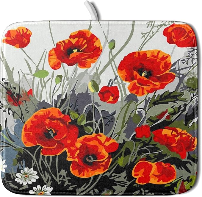Giwawa Poppy Dish Drying Mat 16x18 inch by Giwawa