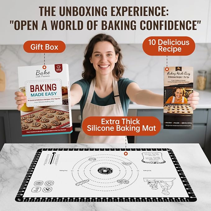 Silicone Baking Mat with 10 Recipes, Extra Thick Silicone Mats - Image 2