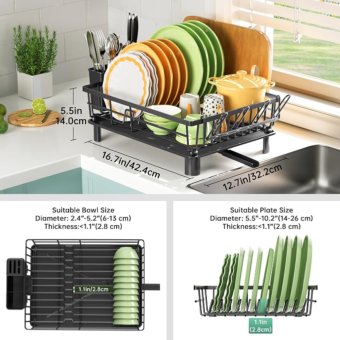 Dish Drying Rack, Dish Racks for Kitchen Counter, Detachable Dish Drainer - Image 2