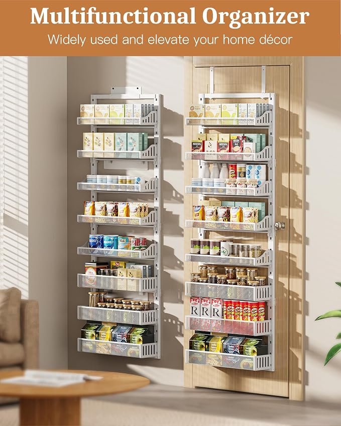 POKIPO Over the Door Pantry Organizer 8-Tier, Large Metal Door Spice Rack - Image 4