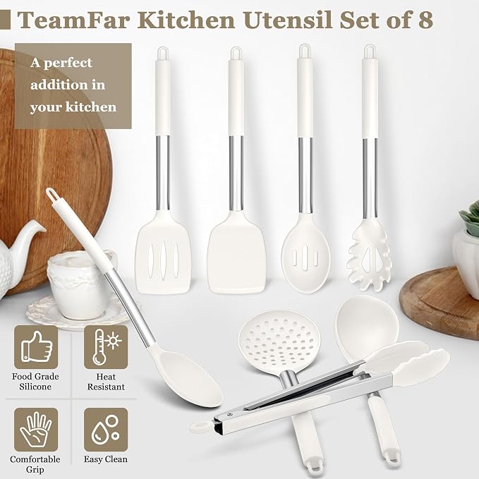 TeamFar Kitchen Utensils, for Nonstick Cookware Cooking Stirring Turning - Image 7