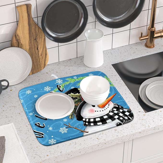 Christmas Snowman Dish Drying Mat - Image 6