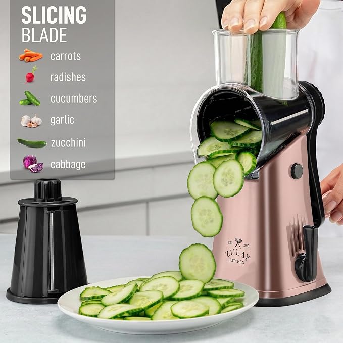 Zulay Kitchen Rotary Cheese Grater 5 Blade Cheese Shredder - Image 5