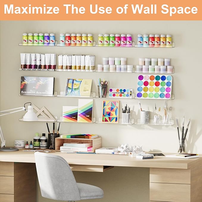 upsimples 12 Pack Acrylic Shelves Wall Organizer and Storage, Toy Cars - Image 4