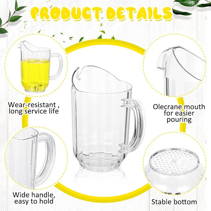 Tessco for you 10 Pcs Plastic Pitchers 60 Ounce Clear Restaurant Jug Large - Image 3