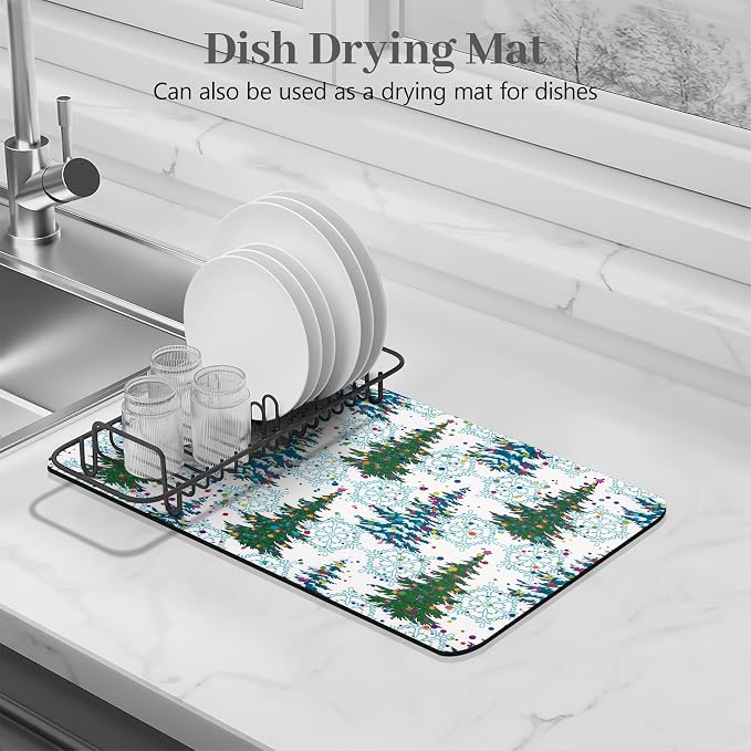 Bloss Christmas Dish Drying Mat, 19x12 Inch Coffee Mat - Image 2