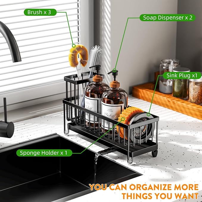 Cisily Sponge Holder for Kitchen Sink, Sink Caddy Organizer - Image 6