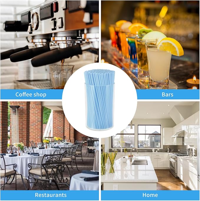 500 Pcs Light Blue Coffee Stir Sticks Set 5x0.12 inch Cocktail Straws Acrylic - Image 4