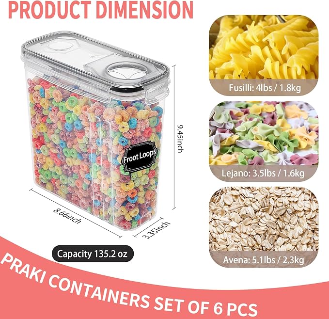 PRAKI Large Dry Food Storage Containers - Image 2
