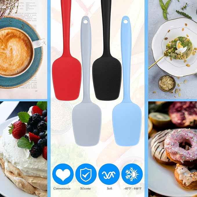 Shappy 4 Pieces Silicone Cooking Spoons 10.6 Inch Heat Resistant Kitchen Spoons - Image 3