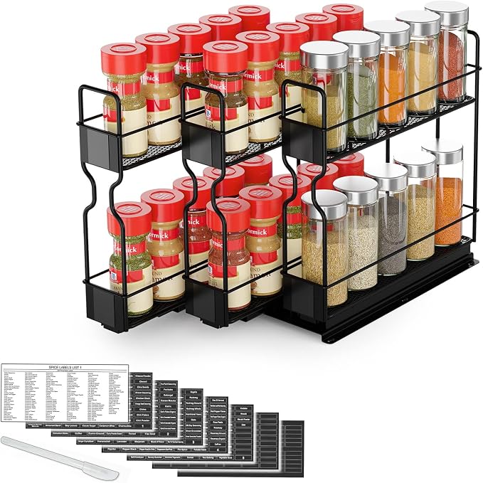 SpaceAid Pull Out Spice Rack Organizer, Heavy Duty Slide Out Seasoning Kitchen by SpaceAid