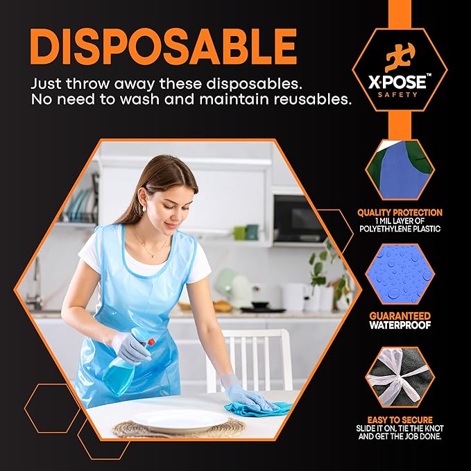 Xpose Safety 300 Blue Plastic Disposable Aprons - Image 4