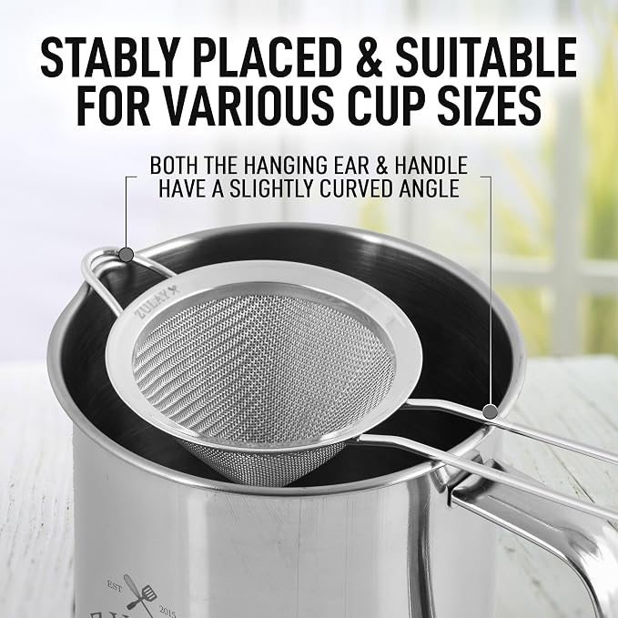 Zulay Kitchen 304 Stainless Steel Fine Mesh Strainer 3.35 in - Image 4