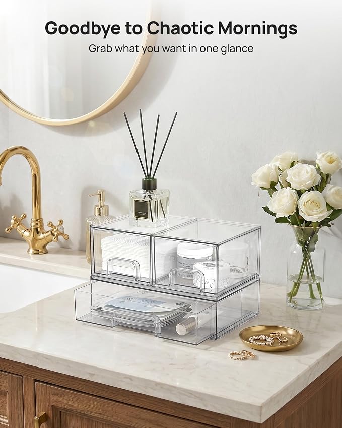 Vtopmart Stackable Storage Drawers Set of 3, Beauty Supplies, Pantry - Image 6