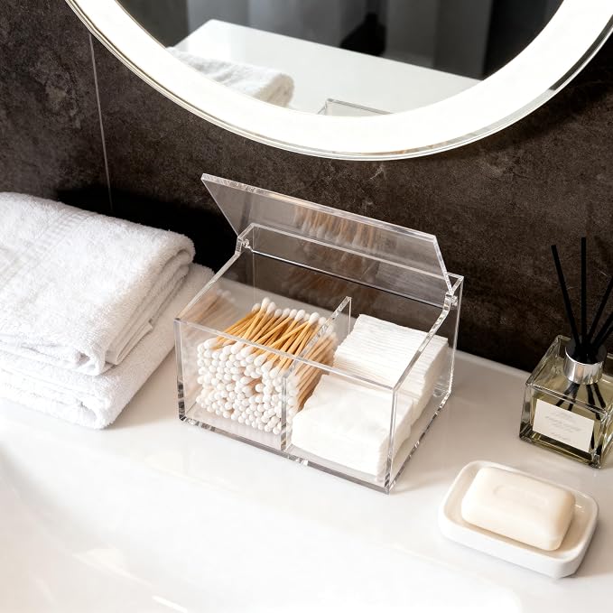 Clear Acrylic Cotton Swab Ball Holder Qtip Organizer - Image 9