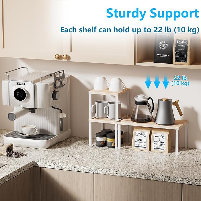 Golener Countertop Organizer Corner Shelf, 2 Tier Adjustable Stackable Corner - Image 4