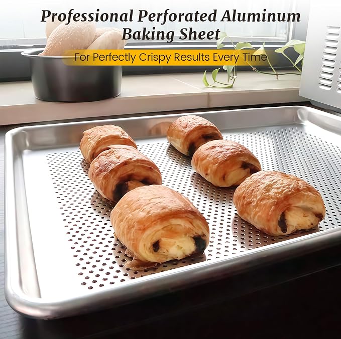 6 Pack Half Size Aluminum Perforated Baking Sheet Pan, Restaurant & Kitchen - Image 8