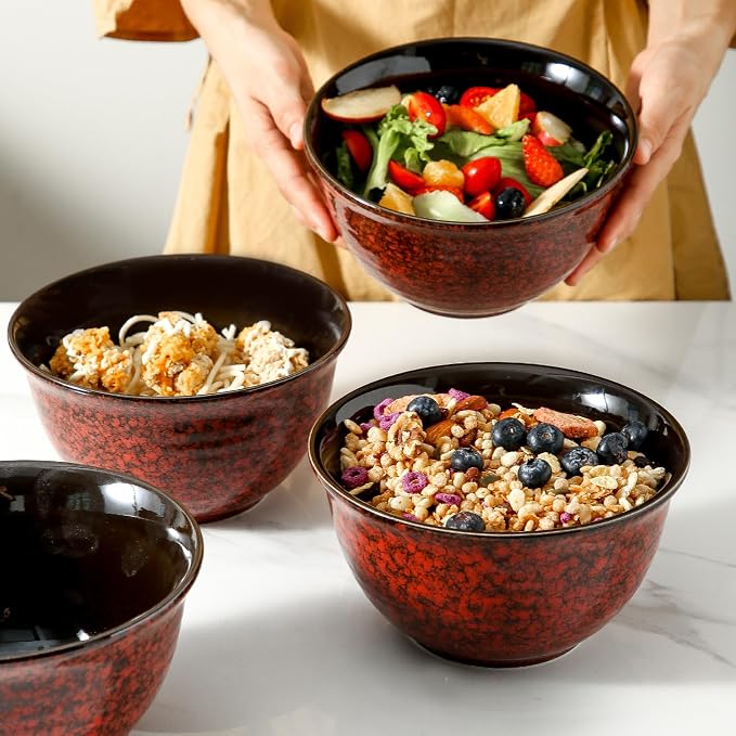 HASENSE Ceramic Soup Bowls, 40 Oz Serving Bowls Set of 4, Cereal Bowls - Image 2