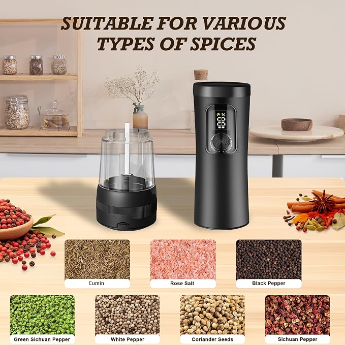 Electric Salt and Pepper Grinder Set, Automatic Refillable Salt and Pepper - Image 7