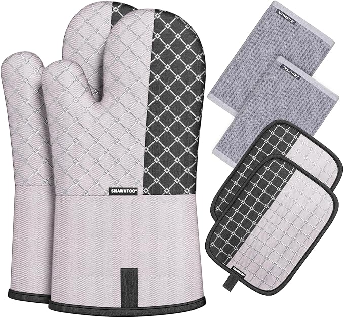 Oven Mitts and Pot Holders Sets 6pcs, Kitchen Oven Glove, High Heat Resistant by OvenMitts
