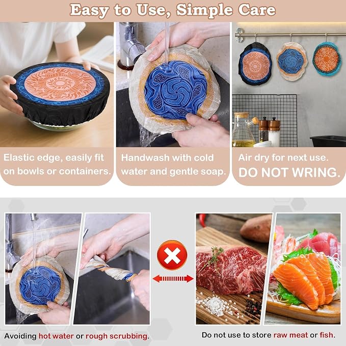 5-Size Reusable Beeswax Bowl Covers - Image 6