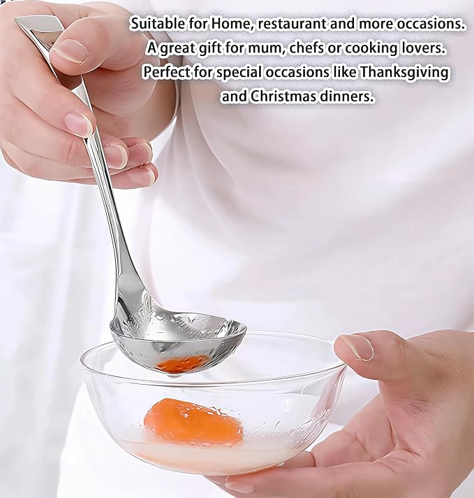Comicfs 2 Pack Gravy Ladle, 18/10 Stainless Steel Soup Ladle, Small Soup Spoon - Image 7