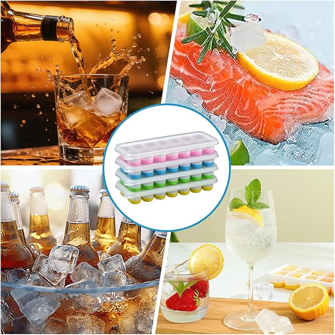 Ice Cube Tray with Lid, Easy-Release, Ice Cube Tray, Spill-Resistant, - Image 4