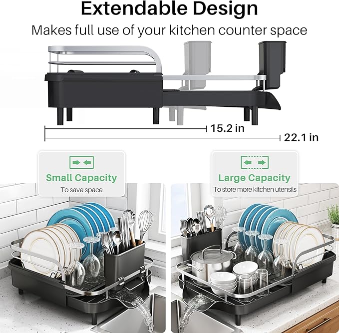 SNTD Dish Drying Rack, Expandable Dish Rack - Image 3