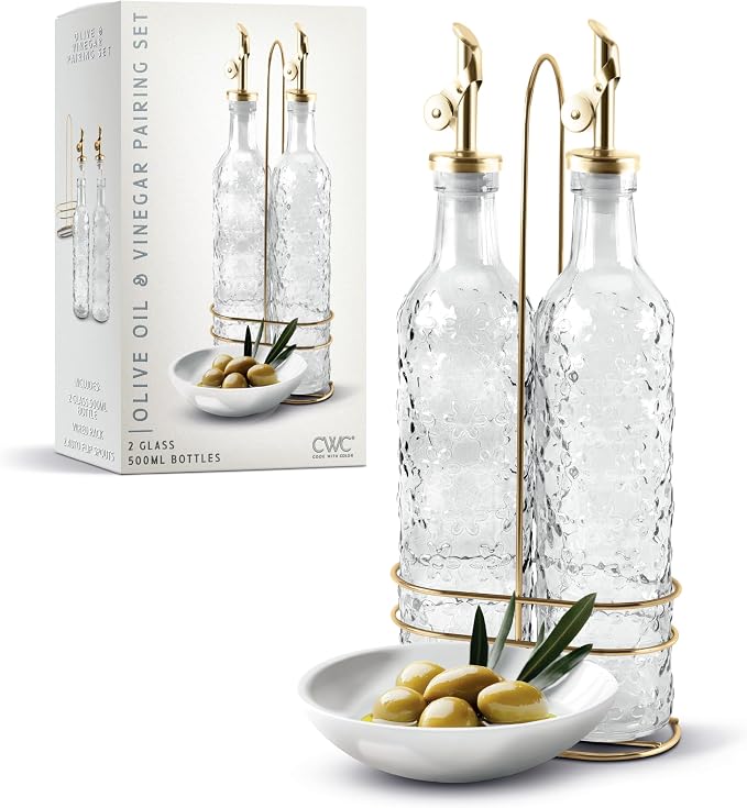COOK WITH COLOR Glass Olive Oil Bottle Dispenser by CookwithColor