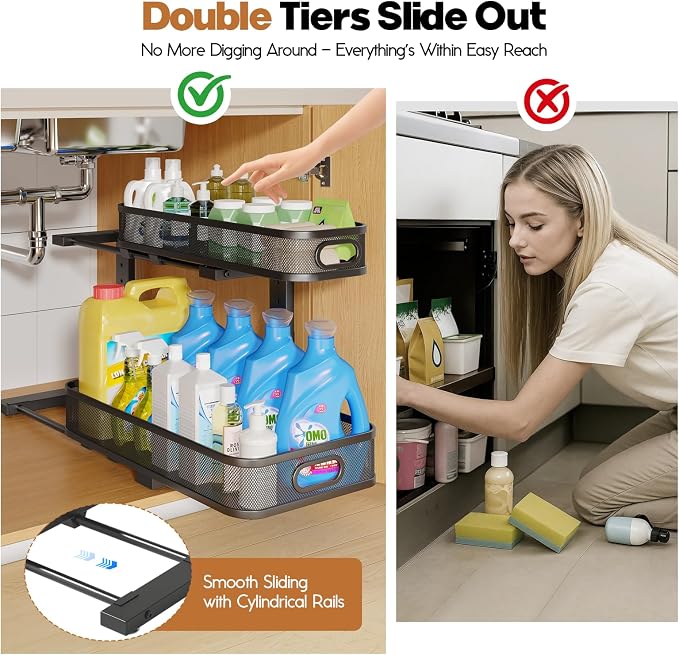 2 Pack 19.3IN-Depth Under Sink Organizer - Image 3