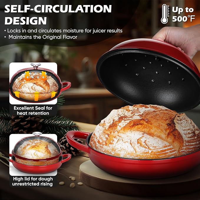 Bread Dutch Oven for Sourdough Baking, Joyfair Enameled Cast Iron Dutch Oven Pot - Image 3